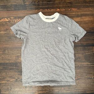 Abercrombie & Fitch Grey Ringer Short Sleeve Tee with White Collar